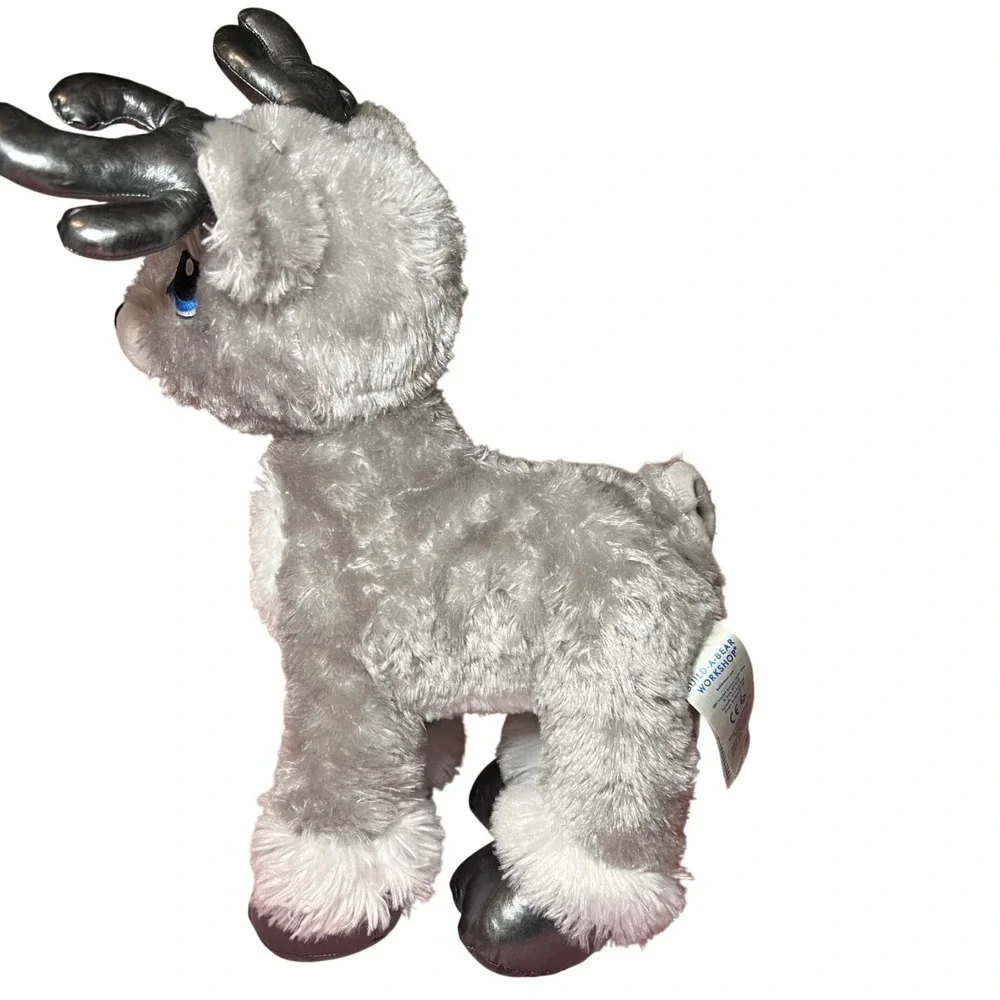 Build-A-Bear Silver Snow Reindeer Grey Silver plush- No‎ Collar